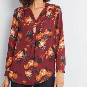 Floral long-sleeve blouse NWOT